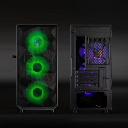 Tooq TQGCC901-B Mini Torre Micro-ATX Gaming com Iluminação RGB Aço Preto
