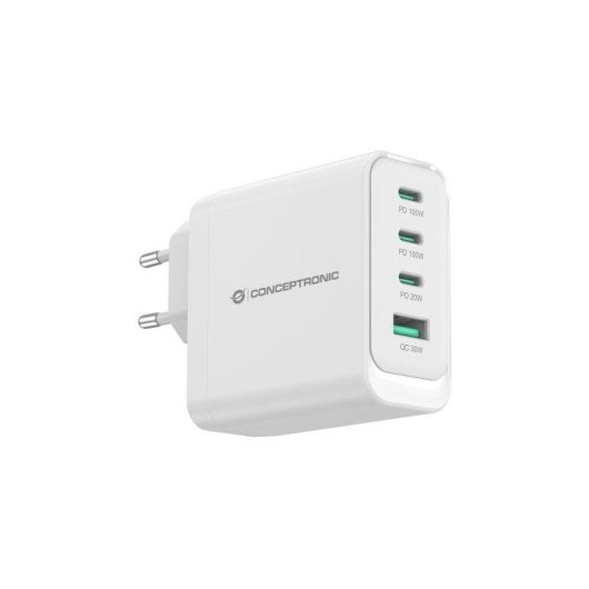 Carregador Conceptronic ALTHEA22W100 100W 3x USB-C 1x USB-A GaN Branco