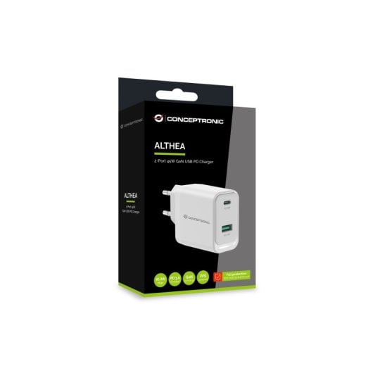 Conceptronic ALTHEA20W45 Universal-Ladegerät für Mobilgeräte, weiß, Wechselstrom, schnelles Laden, für den Innenbereich