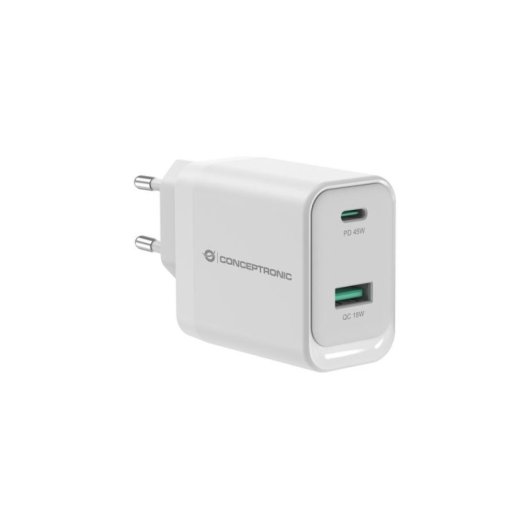 Chargeur universel Conceptronic ALTHEA20W45 45W GaN USB-C USB-A blanc