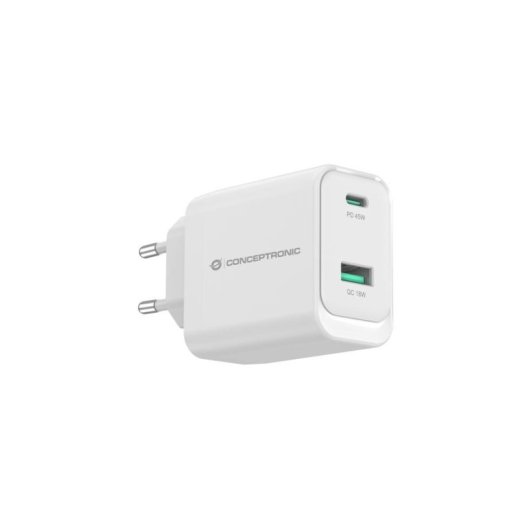 Chargeur universel Conceptronic ALTHEA20W45 45W GaN USB-C USB-A blanc