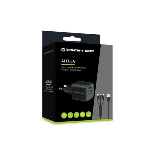 Carregador Conceptronic ALTHEA16B Universal 33W USB-C Power Delivery Preto