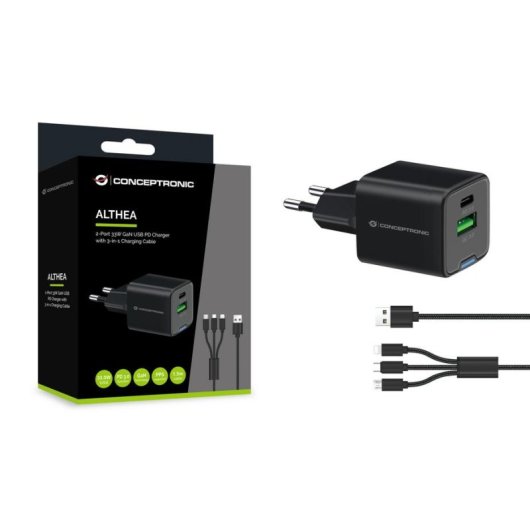 Carregador Conceptronic ALTHEA16B Universal 33W USB-C Power Delivery Preto