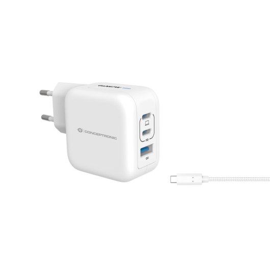 Conceptronic ALTHEA17W Universal-Ladegerät für Mobilgeräte, weiß, Wechselstrom, schnelles Laden, für den Innenbereich