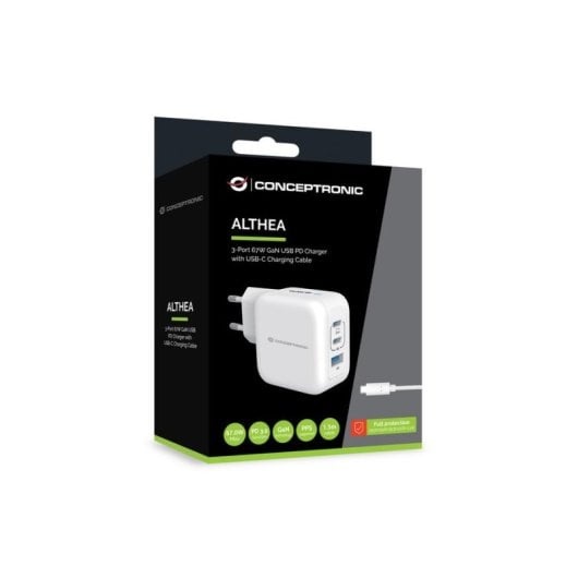 Carregador Conceptronic ALTHEA17W Universal 67W 2x USB-C 1x USB-A GaN Branco