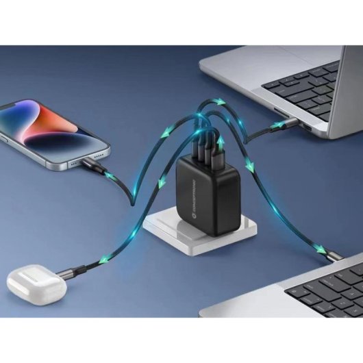 Carregador móvel Conceptronic ALTHEA18B 100W USB-C 3 portas Preto GaN