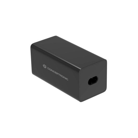 Carregador universal para dispositivos móveis Conceptronic OZUL06BE, preto, com carregamento rápido CA para interiores