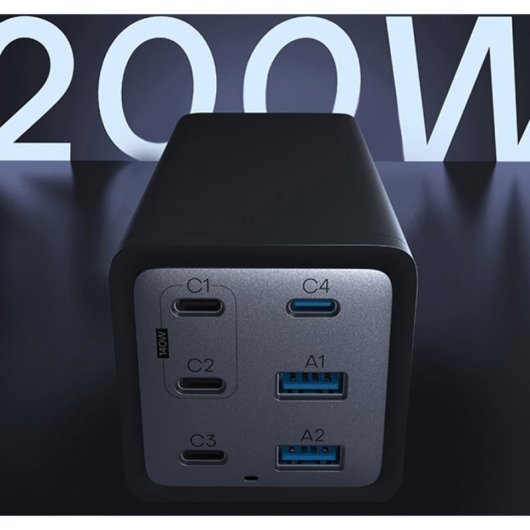 Carregador universal para dispositivos móveis Conceptronic OZUL06BE, preto, com carregamento rápido CA para interiores