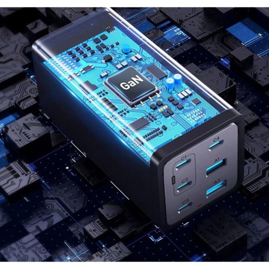 Carregador universal para dispositivos móveis Conceptronic OZUL06BE, preto, com carregamento rápido CA para interiores