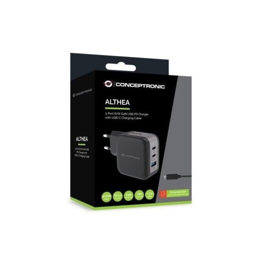 Carregador Universal Conceptronic ALTHEA17B 67W GaN USB-C PD3.0 QC3.0 Preto