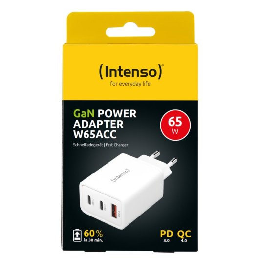 Intenso NETZADAPTER 1XUSB-A/2XUSB-C/7806512 Universal Weiß Wechselstrom Schnellladen Innen