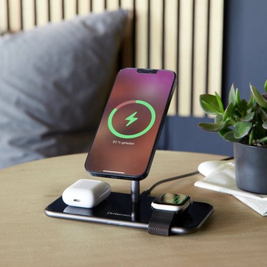 Intenso MB13 Auriculares, Smartphone, Reloj inteligente Negro USB Cargador inalámbrico Carga rápida Interior