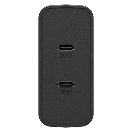 OtterBox EU Wall Charger 50W - 1X USB-C 30W + 1X USB-C 20W USB-PD, negro