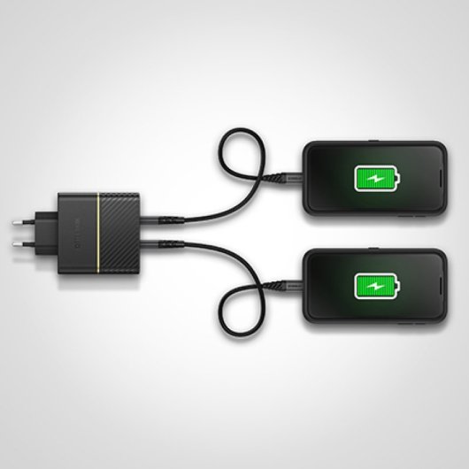 OtterBox EU Wall Charger 50W - 1X USB-C 30W + 1X USB-C 20W USB-PD, negro