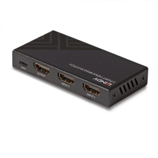 Switch HDMI Lindy 38337 Metal 3 Puertos HDMI 2.1 8K 60Hz HDCP 2.3 Negro