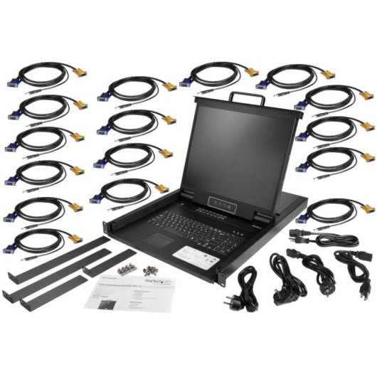 Consola KVM StarTech.com RKCONS1916K 16 Puertos LCD 19" USB VGA Rack 1U Negro
