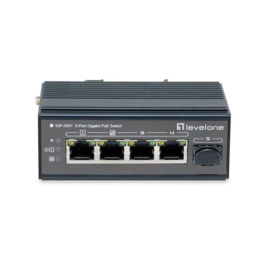 Switch LevelOne IGP-0501 4x Gigabit PoE 30W SFP Ethernet Switch Wandmontage