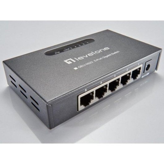 Switch LevelOne GEU-0523 5-Port Gigabit Ethernet Metallgehäuse Wandmontage