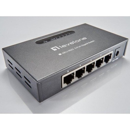 Switch LevelOne GEU-0523 5-Port Gigabit Ethernet Metallgehäuse Wandmontage