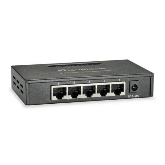 Switch LevelOne GEU-0523 5-Port Gigabit Ethernet Metallgehäuse Wandmontage