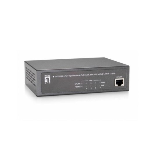 Netzwerk Switch LevelOne GEP-0522 5-Port Gigabit PoE 30W Grau