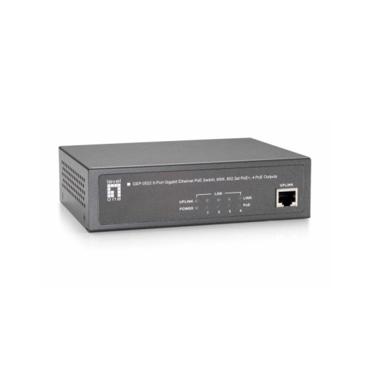Netzwerk Switch LevelOne GEP-0522 5-Port Gigabit PoE 30W Grau