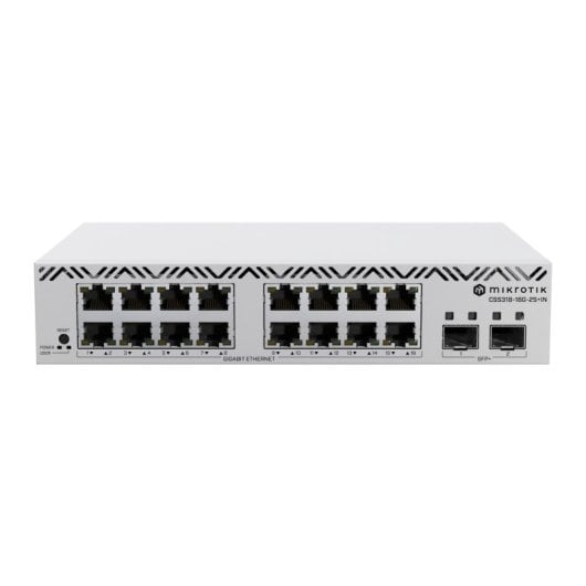 Mikrotik CSS318-16G-2S+IN Switch Rack Gerido 16x Portas Gigabit 2 SFP+ Empilhável Branco