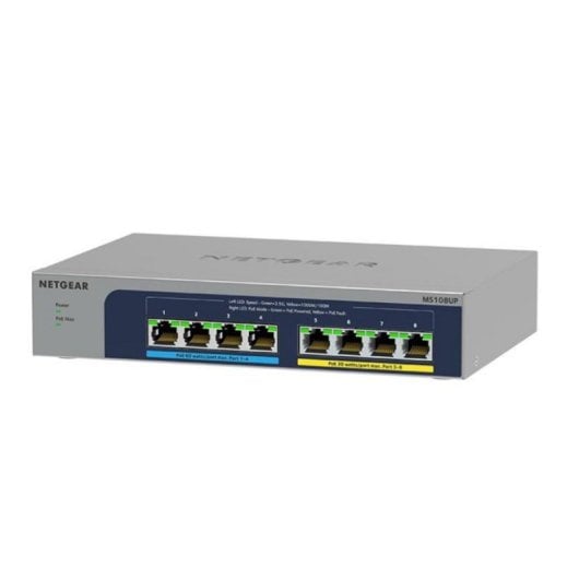Switch NETGEAR MS108UP 8 Puertos 2.5G PoE+ Sin Ventilador Montaje Pared Metal