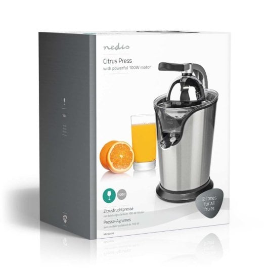 Estrattore di succo elettrico Nedis KAJC200SR con braccio, 100 W, alluminio, nero
