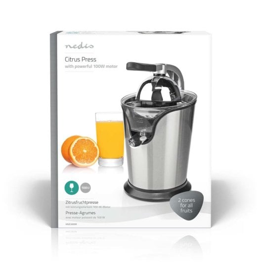 Estrattore di succo elettrico Nedis KAJC200SR con braccio, 100 W, alluminio, nero