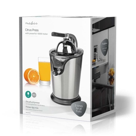 Estrattore di succo elettrico Nedis KAJC200SR con braccio, 100 W, alluminio, nero