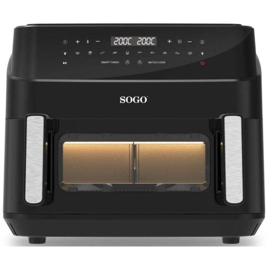 Friteuse sans Huile Sogo FRE-SS-10895 10,5L 2600W Double Panier Inox LED