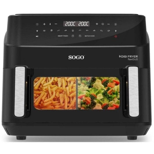 Friteuse sans Huile Sogo FRE-SS-10895 10,5L 2600W Double Panier Inox LED