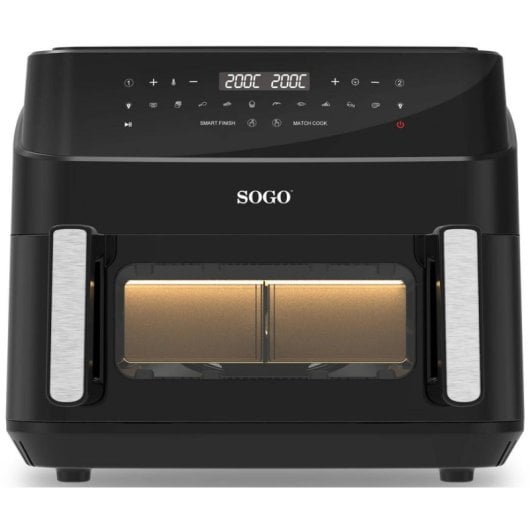 Friteuse sans Huile Sogo FRE-SS-10895 10,5L 2600W Double Panier Inox LED