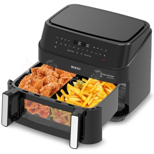 Friteuse sans Huile Sogo FRE-SS-10895 10,5L 2600W Double Panier Inox LED