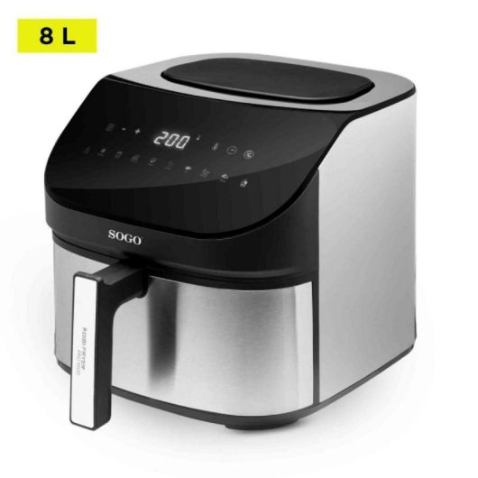 Luftfritteuse Sogo PRO1600 8L 10Programme LED Touch 1600W Schwarz Silber