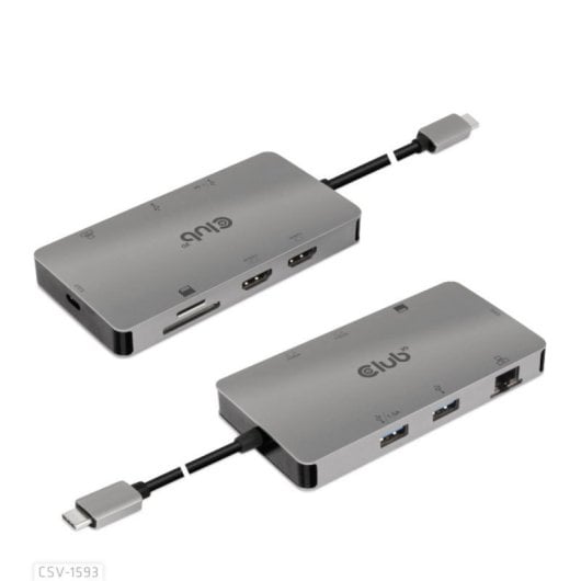 Hub USB 3.2 Gen 1 Type-C CLUB3D CSV-1593 8 Portas HDMI e Gigabit Ethernet Metálico