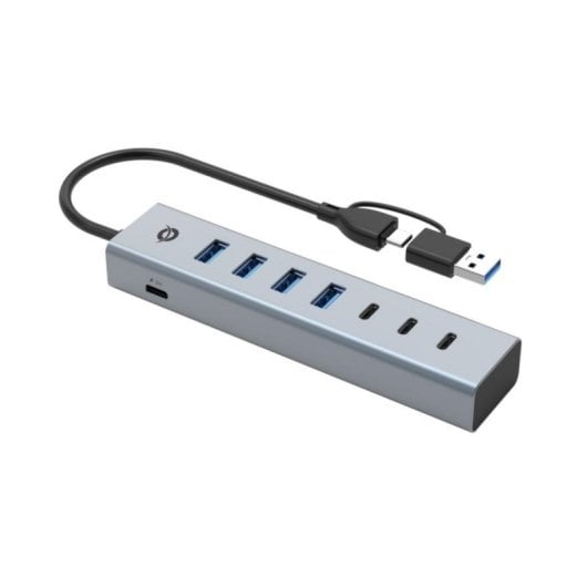 Hub USB Conceptronic HUBBIES20G 7 Puertos USB 3.2 Tipo-C y Tipo-A Aluminio Gris 0,25m