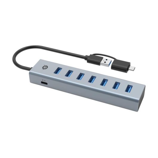 Hub USB Conceptronic HUBBIES21G 7 Puertos USB 3.2 Aluminio Gris