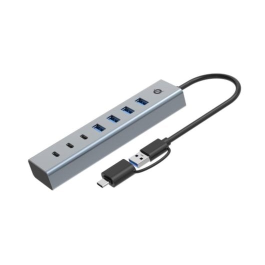 HUB USB Conceptronic HUBBIES20GP USB 3.2 Gen 1 Type-C et Type-A 5000 Mbit/s Aluminium Gris