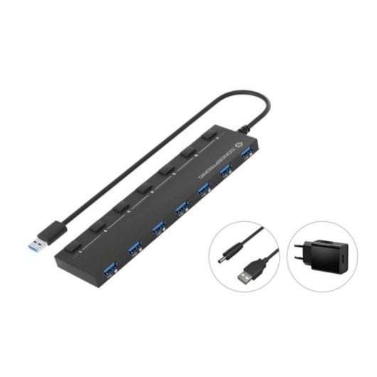 Conceptronic HUBBIES19BP Hub USB com 7x USB 3.2 Gen1 e Alimentação Externa