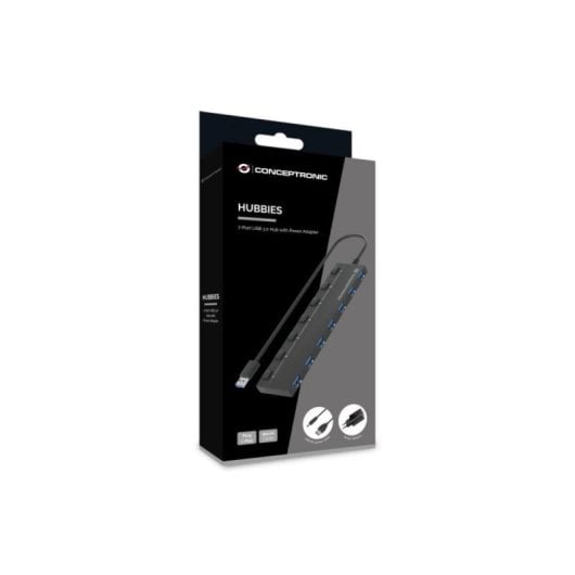Conceptronic HUBBIES19BP Hub USB com 7x USB 3.2 Gen1 e Alimentação Externa