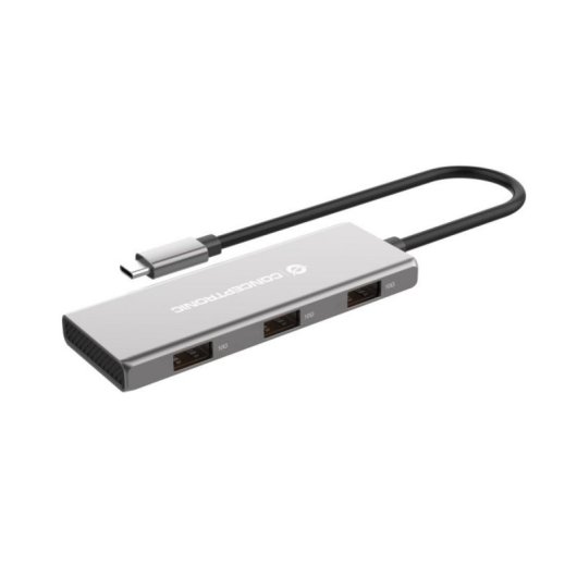 Hub USB Conceptronic HUBBIES17G 7 Puertos USB 3.2 Gen 2 Type-C y Type-A 100W Aluminio Gris
