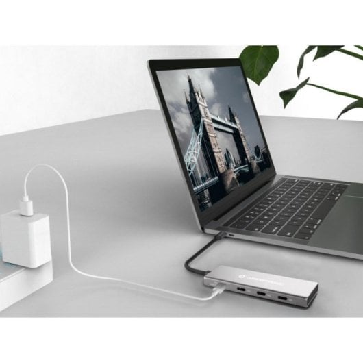 Hub USB Conceptronic HUBBIES16G 4 Puertos USB-C 3.2 Gen 2 Aluminio Gris 100W Power Delivery