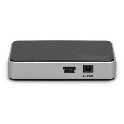 Concentrador USB 2.0 Digitus DA-70222 4 Puertos Mini-B 480Mbps Negro/Plata Alimentado