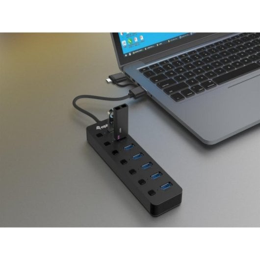 Hub USB 3.2 Gen 1 Type-A Equip 128965 7 Portas 5 Gbps Preto Hub USB 3.2 Gen 1 Type-A Equip 128965 7 Portas 5 Gbps Preto