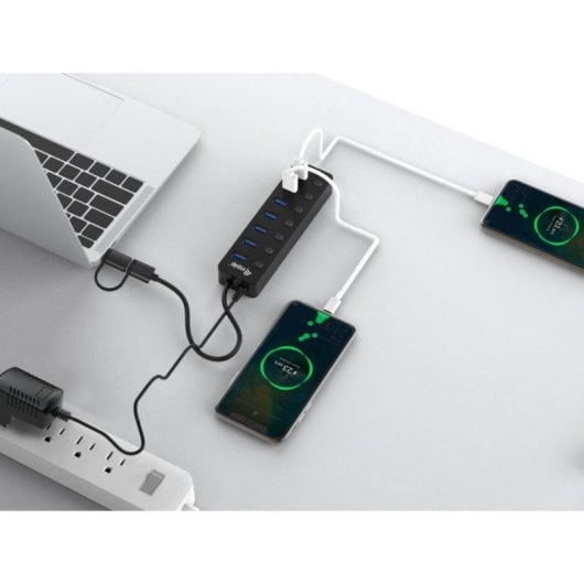 Hub USB 3.2 Gen 1 Type-A Equip 128965 7 Portas 5 Gbps Preto Hub USB 3.2 Gen 1 Type-A Equip 128965 7 Portas 5 Gbps Preto