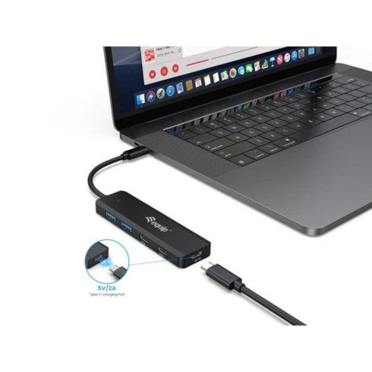 Equip 128964 Hub USB 5 Portas USB 3.2 Gen1 Tipo-C/Tipo-A 5000Mbit/s Preto