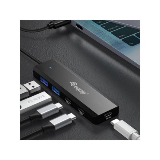 Equip 128964 Hub USB 5 Portas USB 3.2 Gen1 Tipo-C/Tipo-A 5000Mbit/s Preto