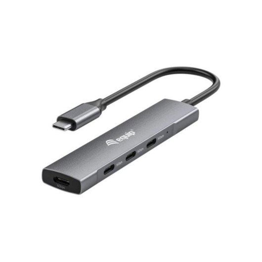 Hub USB-C Equip 128963 4 Portas Alumínio 5Gbps Cabo 0.15m Preto/Prata